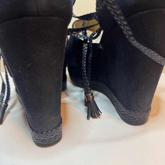 Michael Kors Navy Blue Wedge Suede Navy Blue with Straps Size 10 - Picture 9 of 10